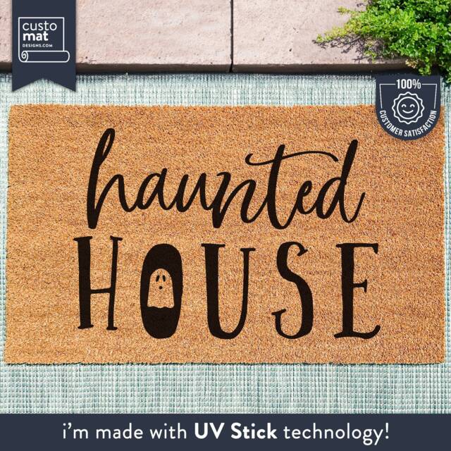 Haunted House Doormat - Funny Welcome Halloween Decor Porch Fall Decorations - image 1