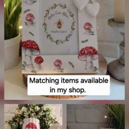 Cordless Touch Lamp. Beautiful Decoupaged Toadstool/Mushroom Print Usb Rechargeable Table Lamp.hand Decorated - thumbnail 4
