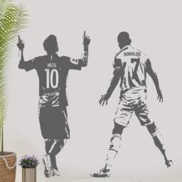 Ronaldo & Messi Football Legends Vinyl Wall Decal Soccer Home Decor - thumbnail 2