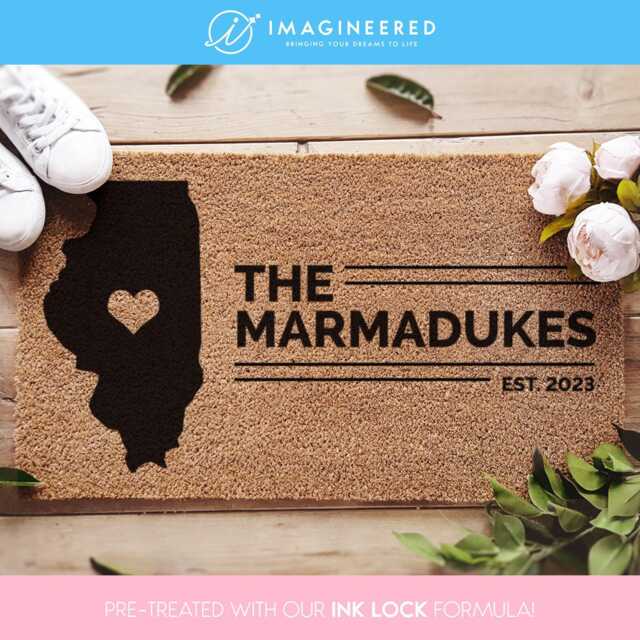 Custom State Map - Illinois Doormat Personalized Mat Home Us New House Decor Housewarming Gift - image 1