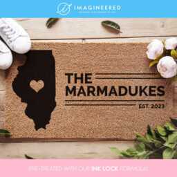 Custom State Map - Illinois Doormat Personalized Mat Home Us New House Decor Housewarming Gift - thumbnail 1