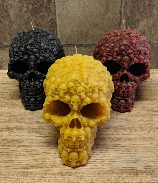 100% Beeswax Skull Candle - 24Oz - image 1
