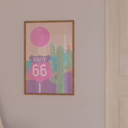 Pop Pastel Route 66 Desert Print - Danish Print, Pink Cute Desert, Usa Poster, Preppy Bohemian Landscape, Funky Art - thumbnail 2