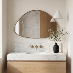 Organic Brass Mirror - Handmade Custom Size Modern Bathroom Gold Wall Mirrors - thumbnail 3