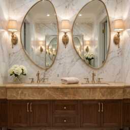 Organic Brass Mirror - Handmade Custom Size Modern Bathroom Gold Wall Mirrors - thumbnail 2