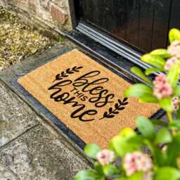 Bless This Home Doormat - Faithful Welcome Mat, Christian Entryway Rug, Graceful Decor, Housewarming Gift, Warm Porch Accent - thumbnail 1