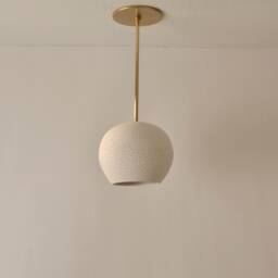 Ceramic Pendant Lamp Brass Rod, Perforated Shade, Mood Lighting - thumbnail 2