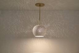 Ceramic Pendant Lamp Brass Rod, Perforated Shade, Mood Lighting - thumbnail 1