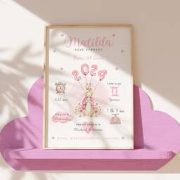 Peter Rabbit Personalised Baby Girl Stats Keepsake Gift - Flopsy Bunny Pink Print Newborn Custom Birth Details - thumbnail 3