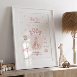 Peter Rabbit Personalised Baby Girl Stats Keepsake Gift - Flopsy Bunny Pink Print Newborn Custom Birth Details - thumbnail 2