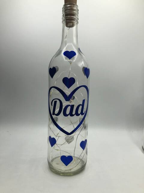 Dad Hearts Led Light Up Glass Bottle/Gift For Fathers Day Dad's Birthday Christmas - image 1