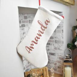 Personalised Gold Christmas Stocking Rose Decoration Holiday - thumbnail 2