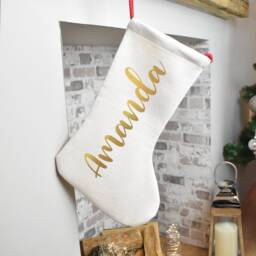 Personalised Gold Christmas Stocking Rose Decoration Holiday - thumbnail 3