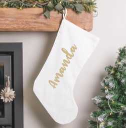 Personalised Gold Christmas Stocking Rose Decoration Holiday