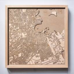 Doha Wooden Map - Laser Cut City Streets, 3D Framed Wall Art - thumbnail 1