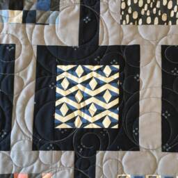 "Modern Navy & Gray Quilt Handmade Cotton Queen Bedding - 61"" X 82" - thumbnail 2