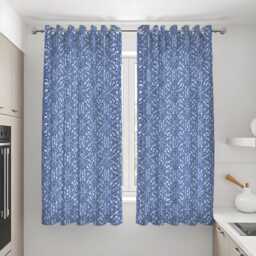 Blue Geometric Pattern Curtains, Modern Mediterranean Style Drapes, Navy & White Made To Measure Window Panels - thumbnail 3