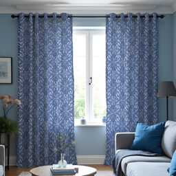 Blue Geometric Pattern Curtains, Modern Mediterranean Style Drapes, Navy & White Made To Measure Window Panels