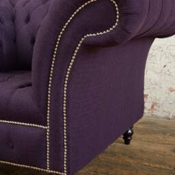 Handmade Purple Herringbone Wool Chesterfield Single Armchair - thumbnail 3
