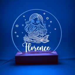Personalised Led Night Light - Desk Up Sign Bedroom Office D??cor Mermaid - thumbnail 3
