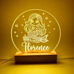 Personalised Led Night Light - Desk Up Sign Bedroom Office D??cor Mermaid - thumbnail 2