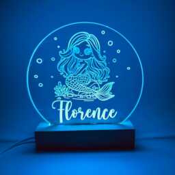 Personalised Led Night Light - Desk Up Sign Bedroom Office D??cor Mermaid - thumbnail 1