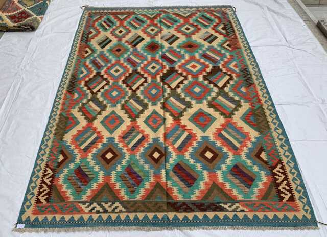 Handwoven Chobi Kilim Rug 9.7x6.8 Ft Afghan Wool Tribal Rug - image 1