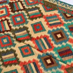 Handwoven Chobi Kilim Rug 9.7x6.8 Ft Afghan Wool Tribal Rug - thumbnail 3