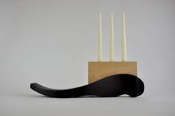 Solid Wood Ripple Candleholder - Wenge & Maple Organic Shaped Handmade Candelabrum Candelabra Unique Christmas Present Anniversary - thumbnail 1