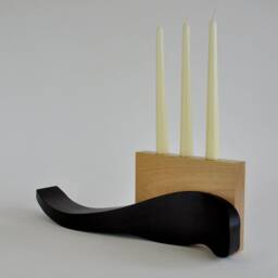 Solid Wood Ripple Candleholder - Wenge & Maple Organic Shaped Handmade Candelabrum Candelabra Unique Christmas Present Anniversary - thumbnail 3