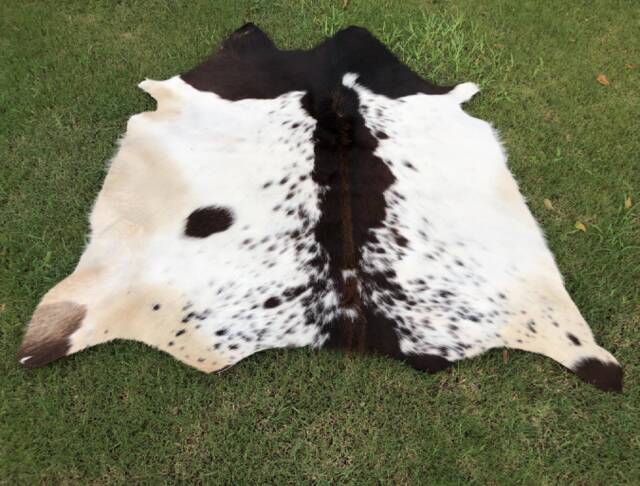 Black & White Tricolor Brown Tones Leather Cowhide Rug, Cow Skin Hide Rug With Real Hair On, Large & Small Area Rugs - image 1