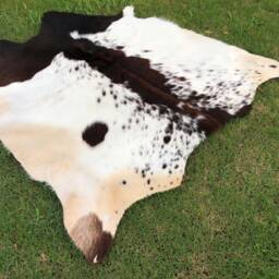 Black & White Tricolor Brown Tones Leather Cowhide Rug, Cow Skin Hide Rug With Real Hair On, Large & Small Area Rugs - thumbnail 2