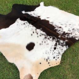 Black & White Tricolor Brown Tones Leather Cowhide Rug, Cow Skin Hide Rug With Real Hair On, Large & Small Area Rugs - thumbnail 3