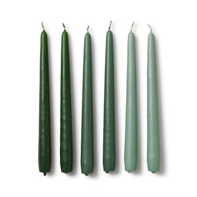 In Flore Handmade Lovisa Taper Candles, 25 cm/10 Inches, Set Of Six, 6-Pack, in Giftbox, Green - image 1