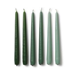 In Flore Handmade Lovisa Taper Candles, 25 cm/10 Inches, Set Of Six, 6-Pack, in Giftbox, Green - thumbnail 1