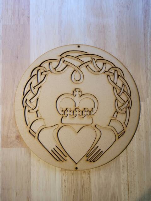 3D Wooden Celtic Claddagh Ring Wall Sign Irish Home Decor - image 1