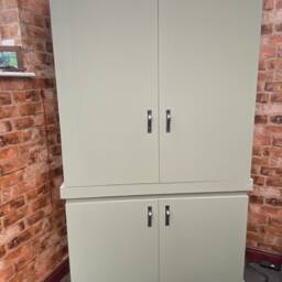 Bespoke Larder Cupboard, Freestanding Kitchen Storage, Pantry Cabinet, Sage Green - thumbnail 2