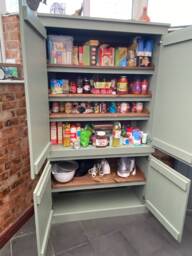 Bespoke Larder Cupboard, Freestanding Kitchen Storage, Pantry Cabinet, Sage Green