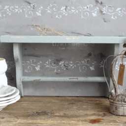 Primitive Blue Wood Corbel Shelf With Towel Bar Rustic Farmhouse Bathroom Or Kitchen Wall Display - thumbnail 3