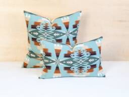Tucson Wool Pillow Cover, Turquoise Southwestern Cover - Made To Order
