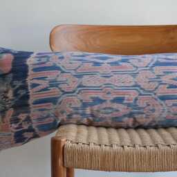 One Of A Kind Antique Indonesian Sarong Pillow 14x36 - Rare Heirloom Textile, Collectible Ethnic Home Decor - thumbnail 3