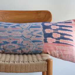One Of A Kind Antique Indonesian Sarong Pillow 14x36 - Rare Heirloom Textile, Collectible Ethnic Home Decor - thumbnail 2