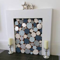 Silver Leaf Accent Logs For Media Wall Alcoves & Unused Fireplaces, Stacking Logs - Set Of 6 - thumbnail 2