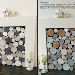 Silver Leaf Accent Logs For Media Wall Alcoves & Unused Fireplaces, Stacking Logs - Set Of 6 - thumbnail 3