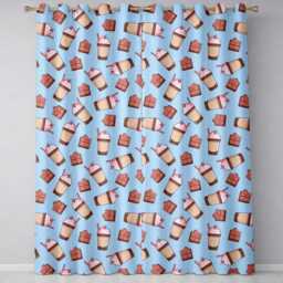 Cute Chocolate Milkshake Strawberry Sweet Drink Seamless Pattern Readymade Eyelet Ring Top Thermal 100% Blackout Curtains - thumbnail 2