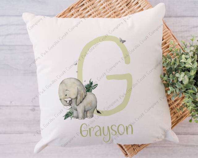 Elephant Cushion, Pillow, Gift For Child, Nursery Decor, Gift, Safari Cushion, Lover, First - image 1