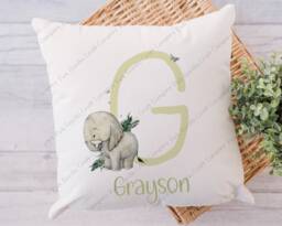 Elephant Cushion, Pillow, Gift For Child, Nursery Decor, Gift, Safari Cushion, Lover, First - thumbnail 1
