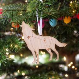 Lupus Wolf Constellation Wooden Christmas Tree Decoration-Tree Ornament-Wolf-Astronomy - thumbnail 2