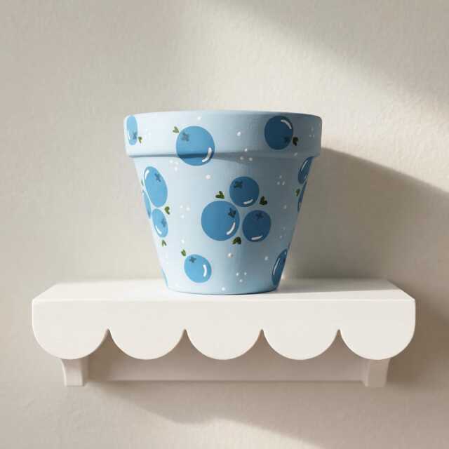 Blueberry Orchard Planter - Terracotta Hand Painted Planter- Botanical - image 1