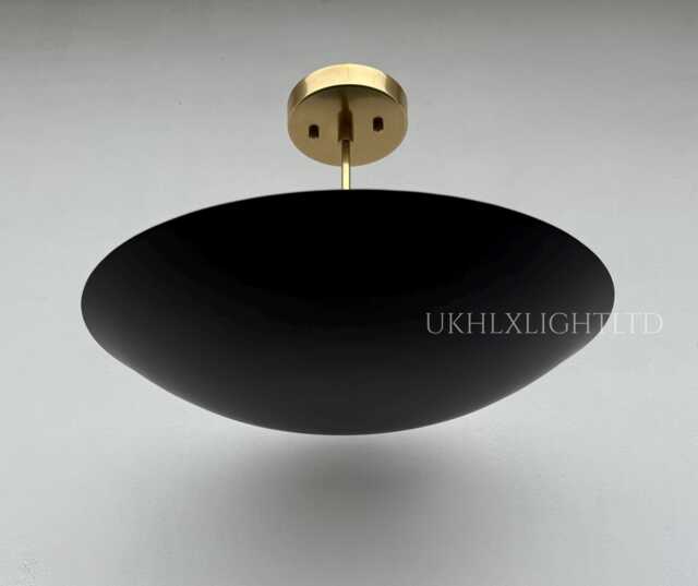 Mid Century Matte Black Flush Mount Ceiling Light, Brass Chandelier - image 1